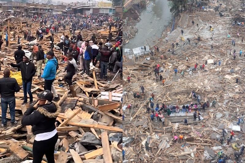 Collage photo showing the aftermath of Gikomba demolitions.